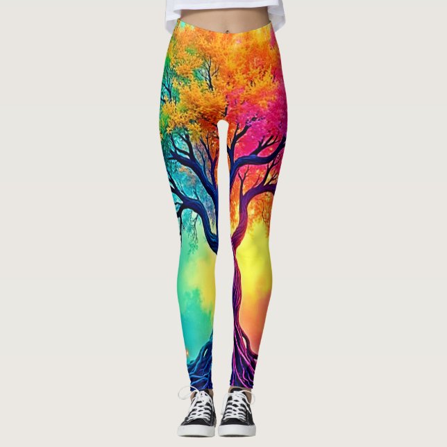 Vibrant Tree of Life: Roots of Hope Leggings (Front)