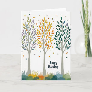 Vibrant Trees Birthday Card