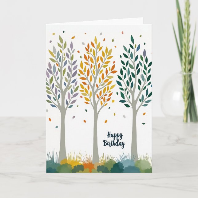 Vibrant Trees Birthday Card (Front)