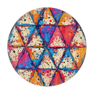 Vibrant Triangle Splatter Art Cutting Board