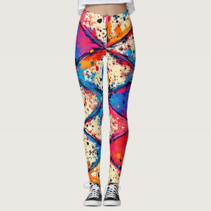 Vibrant Triangle Splatter Art Leggings