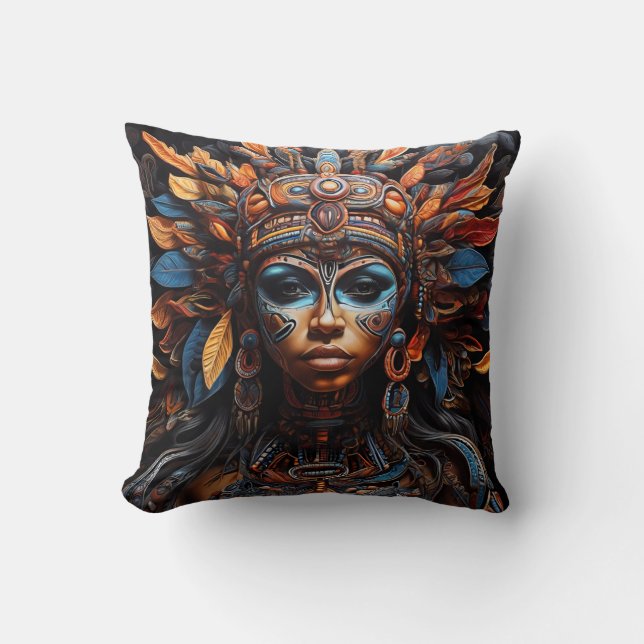 Vibrant Tribal Fusion Art Cushion (Front)