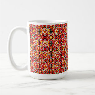Vibrant Tribal Fusion Geometric Symmetry Pattern Coffee Mug