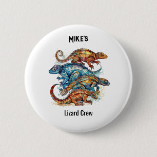  Vibrant Tribal Lizard Totem, custom 6 Cm Round Badge