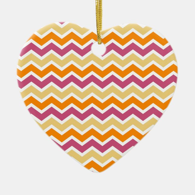 Vibrant Tribal ZigZag Ceramic Tree Decoration (Front)