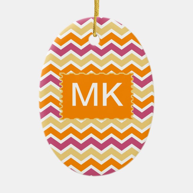 Vibrant Tribal ZigZag Ceramic Tree Decoration (Front)