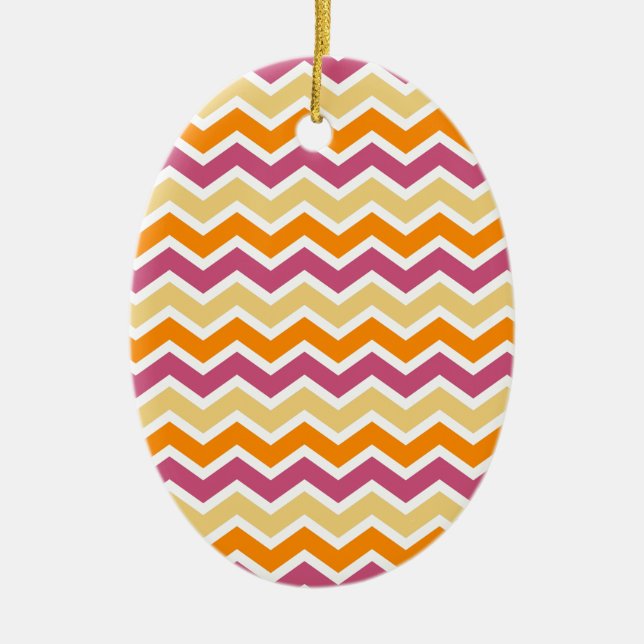 Vibrant Tribal ZigZag Ceramic Tree Decoration (Front)