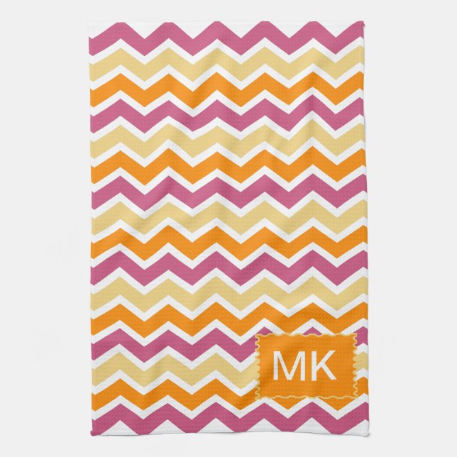 Vibrant Tribal ZigZag Tea Towel (Vertical)