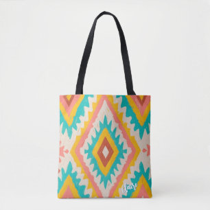 Vibrant Tribe, Bold Geometric Boho Pattern Tote Bag