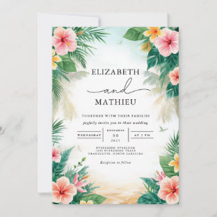 Vibrant Tropical Arch Floral Wedding Invitation