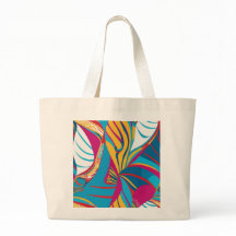 Vibrant Tropical Batik Fusion Abstract Leaves