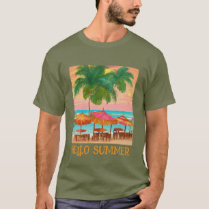Vibrant Tropical Beach Bar Sunset Summer Season T-Shirt