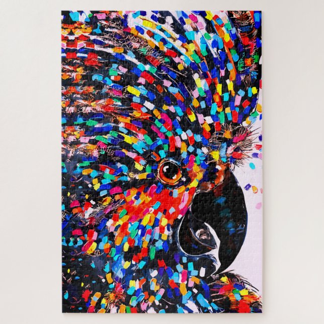 Vibrant Tropical Bird Wall Art in Expressionist Jigsaw Puzzle (Vertical)