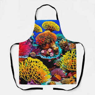Vibrant Tropical Coral Garden Design Apron