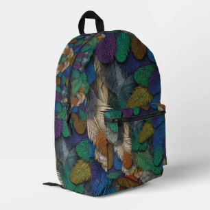 Vibrant Tropical Feather Printed Backpack
