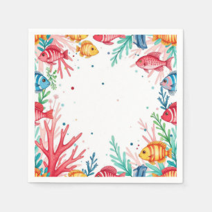Vibrant Tropical Fish Coral Ocean Colourful Ocea Napkin