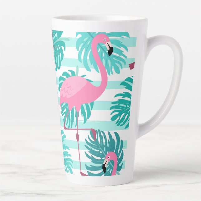 Vibrant Tropical Flamingo Palm Sunset Coffee Mug (Right)