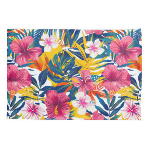 Vibrant Tropical Floral Paradise Pattern Design Pillowcase