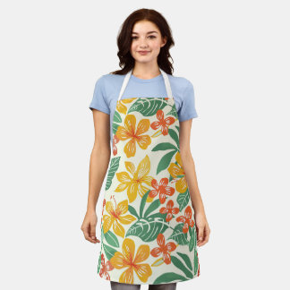 Vibrant Tropical Floral Pattern Apron
