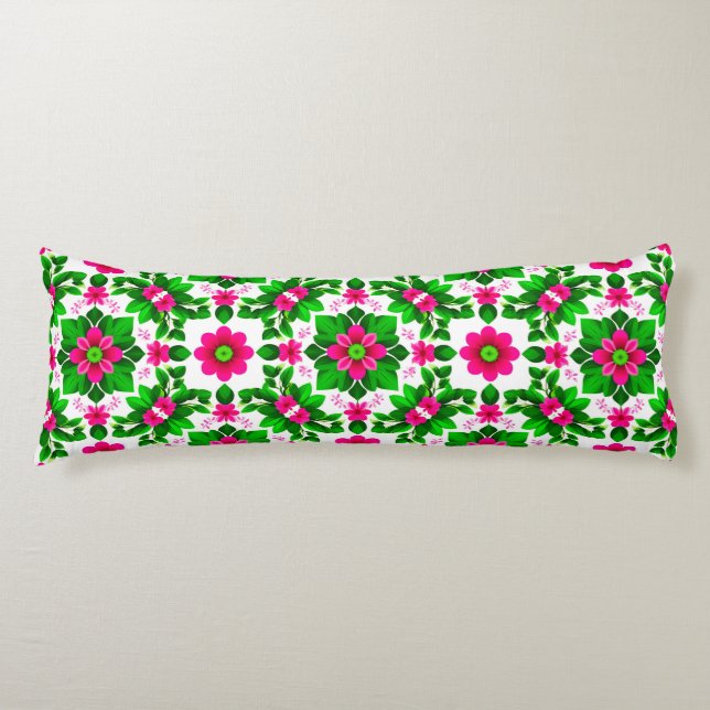 Vibrant Tropical Floral Pattern Body Cushion (Front)