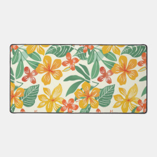 Vibrant Tropical Floral Pattern Desk Mat