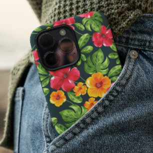 Vibrant Tropical Floral Pattern iPhone 16 Case