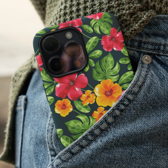 Vibrant Tropical Floral Pattern iPhone 16 Case (Creator Uploaded)
