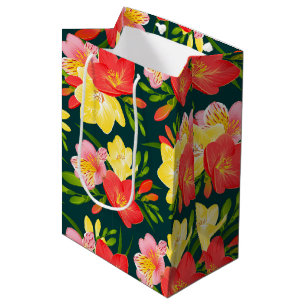 Vibrant Tropical Floral Pattern Medium Gift Bag