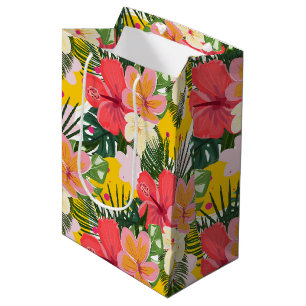 Vibrant Tropical Floral Pattern Medium Gift Bag