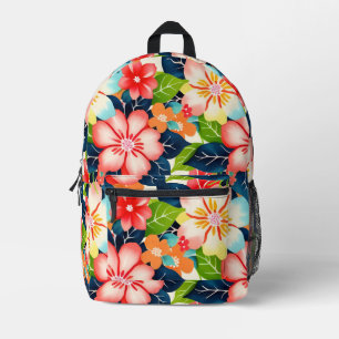 Vibrant Tropical Floral Pattern Printed Backpack