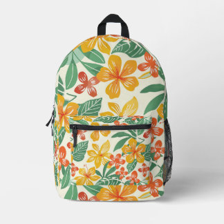 Vibrant Tropical Floral Pattern Printed Backpack
