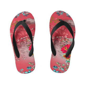 Vibrant Tropical Floral Pattern Summer Flip-Flops Kid's Jandals