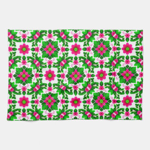 Vibrant Tropical Floral Pattern Tea Towel