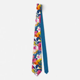 Vibrant Tropical Floral Trendy Island Design Tie