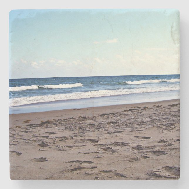 Vibrant Tropical Florida Coast Waves Stone Coaster (Front)
