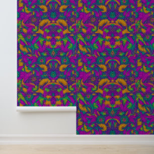 Vibrant Tropical Flower Pattern Wallpaper