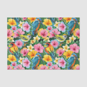 Vibrant Tropical Flowers and Birds Tissue Paper