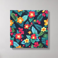 Vibrant Tropical Flowers and Leaves