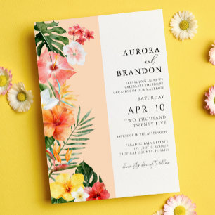 Vibrant Tropical Flowers Wedding  Invitation
