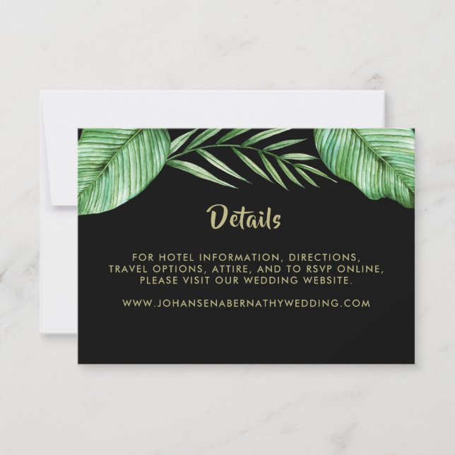 Vibrant Tropical Foliage Wedding Details Invitation (Front)