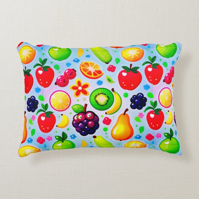 Vibrant Tropical Fruits Decorative Cushion (Front)