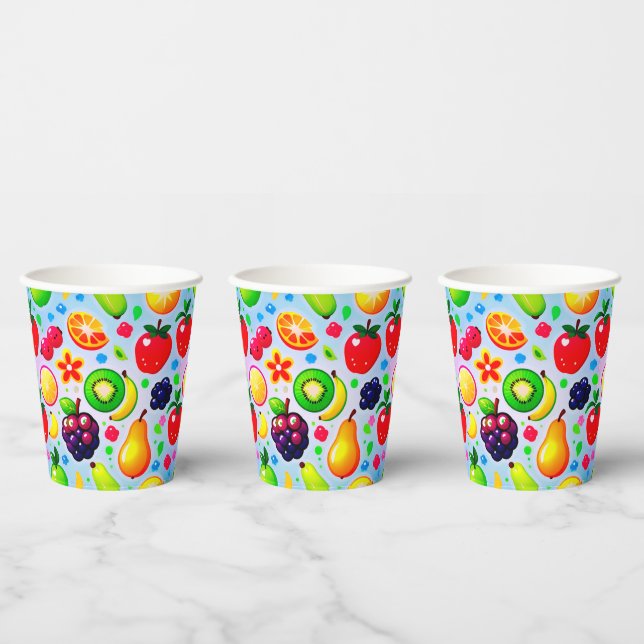 Vibrant Tropical Fruits Paper Cups (Multi)