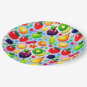 Vibrant Tropical Fruits Paper Plate