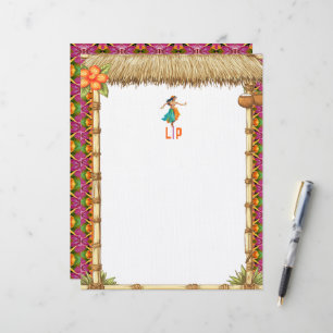 Vibrant Tropical Hawaiian Tiki Luau Monogrammed Custom Letterhead