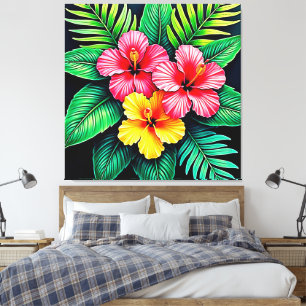 Vibrant Tropical Hibiscus Art Canvas Print