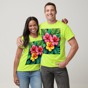 Vibrant Tropical Hibiscus Art T-Shirt