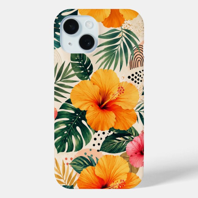 Vibrant Tropical Hibiscus Floral Seamless Pattern Case-Mate iPhone Case (Back)