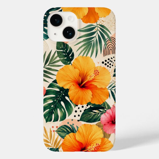 Vibrant Tropical Hibiscus Floral Seamless Pattern Case-Mate iPhone Case (Back)