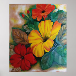 Vibrant Tropical Hibiscus Flower Poster
