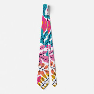 Vibrant Tropical Leaves and Exotic Botanical Tie